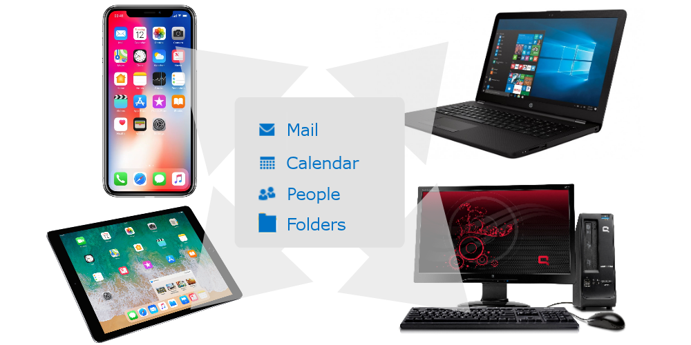 Access your email, contacts, calendar and email folders from Multiple Locations